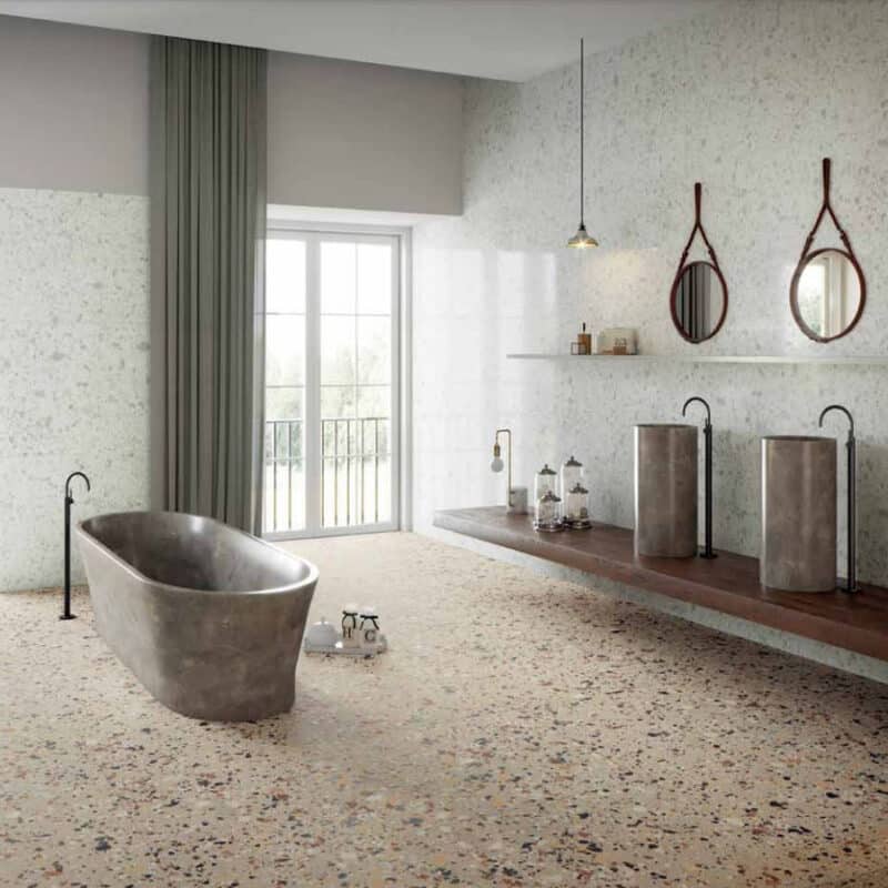 Terrazzo Look Tegel Wit Grijs 60×120 Venice Villa White Naturale